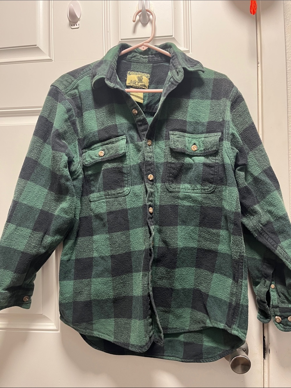 Vintage Field & Stream Green and Black Plaid Button-Down Shirt